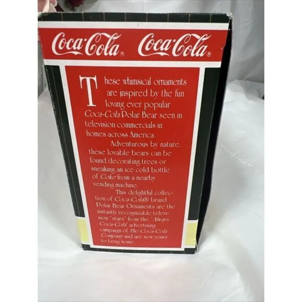 1997 Coca-Cola Polar Bear Collection‎ Coke 2 Bears Sled Christmas Ornament VTG